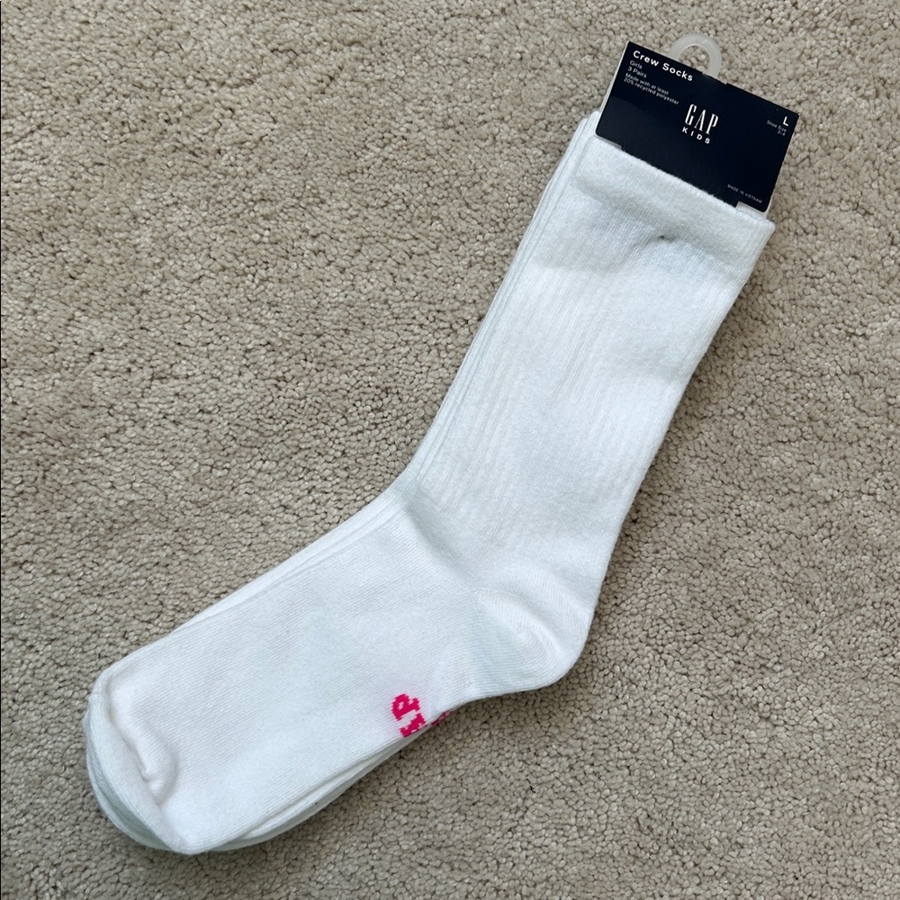 GAP | 3-pack Girl Crew Socks | L | Shoe Size 3-4 (Big Kids)